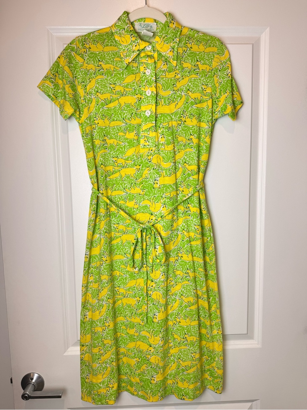 RARE 1960s Lilly Pulitzer The Lilly Fox Print Maxi Dress Vintage Mod Pop Art M